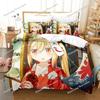 Set Letto Anime Stampato in 3D Miss Kobayashis Dragon Maid Kanna Ragazzi Ragazze Misura Singola Queen Copripiumino Federa Letto Bambini Adulti