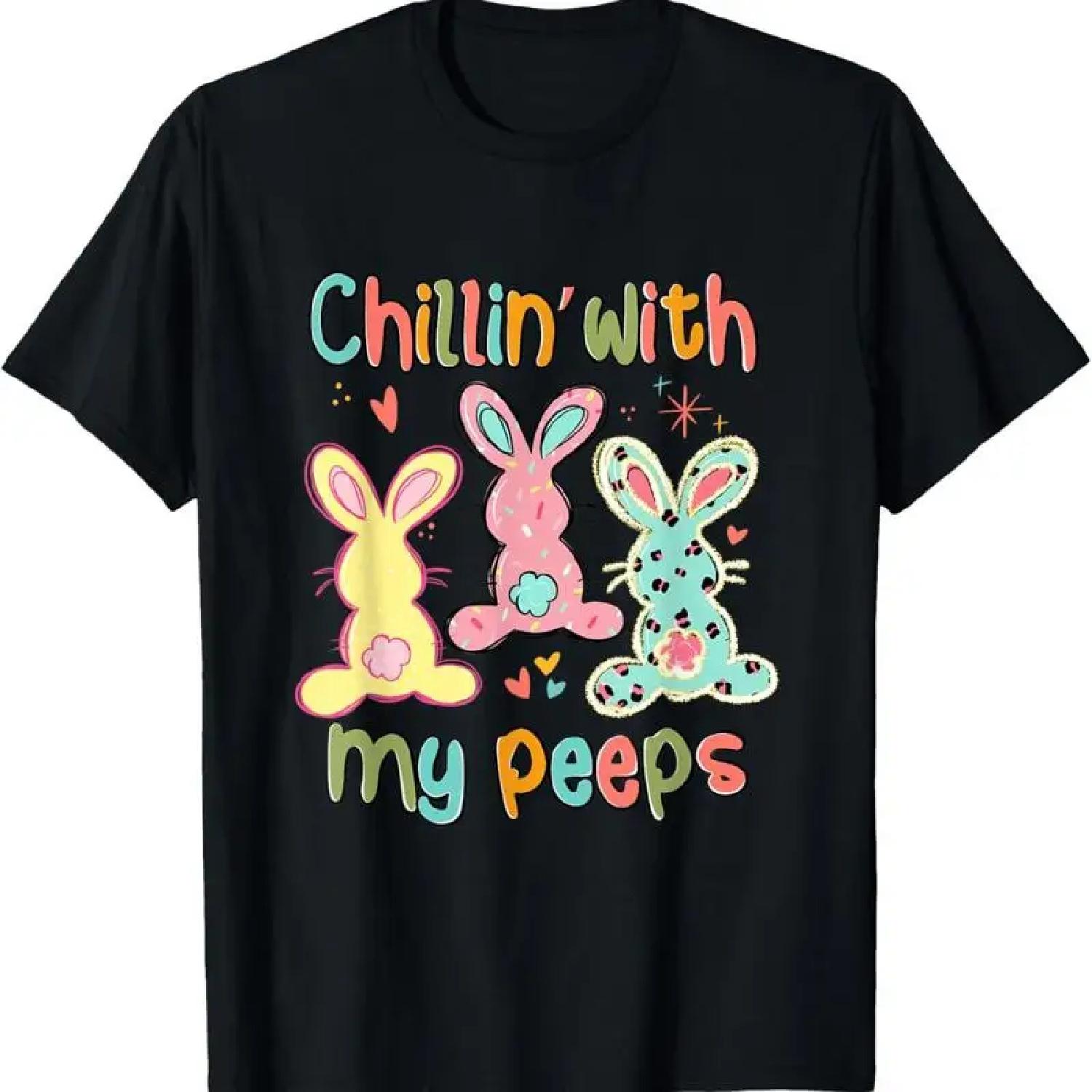 Chillin with my easter squad Egg crew Bunny Funny Day T Shirt S