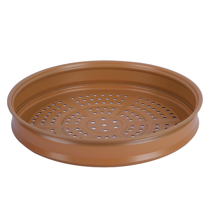 Multifunktionaler Keramiktopf mit Dampfeinsatz - Unbeschichteter Wok zum Dämpfen, Kochen & Braten 32cm brown