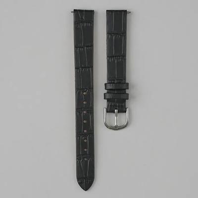 Crocodile Embossed Leather Strap_Black