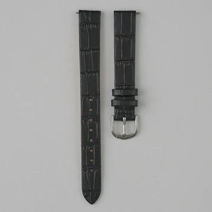 Crocodile Embossed Leather Strap_Black