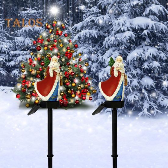 Santa Claus Solar Lights Resin Santa Figurine Waterproof Christmas Stake Light Outdoor Decor Statue Landscape LED Light for Home Yard Lawn