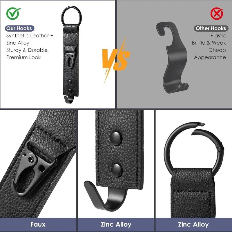 Car Interior Accessories PU Leather Hooks Storage Clips Front Seat Headrest Organizer Holder Auto Fastener Hangers Space Saving