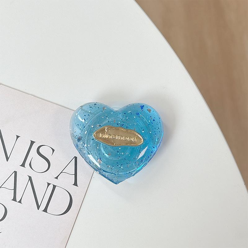 Solid Color Transparent Sequined Love Mobile Phone Airbag Bracket Pasted Retractable Lazy Desktop Watching Drama Support Ring Buckle