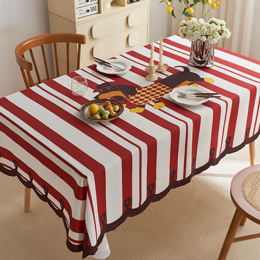 Light Luxury Atmosphere Waterproof French Retro Dining Table Mat: Table Anti-Scald Tablecloth Coffee Table Tablecloth