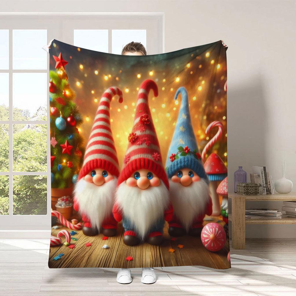 Festive Spotlight Santa Reindeer Custom Print Blanket Lantern Moon Personalized Blanket for Bedroom Sofa Christmas Home Gift