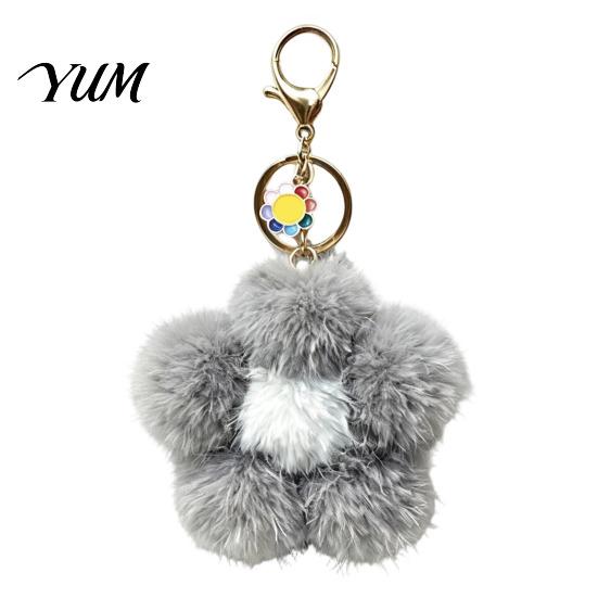 Soft Plush Charm Flower Keychain for Backpack, Fuzzy Floral Keyring Bag Charm, Women Girls Handbags Decorative Accessory Key Holder