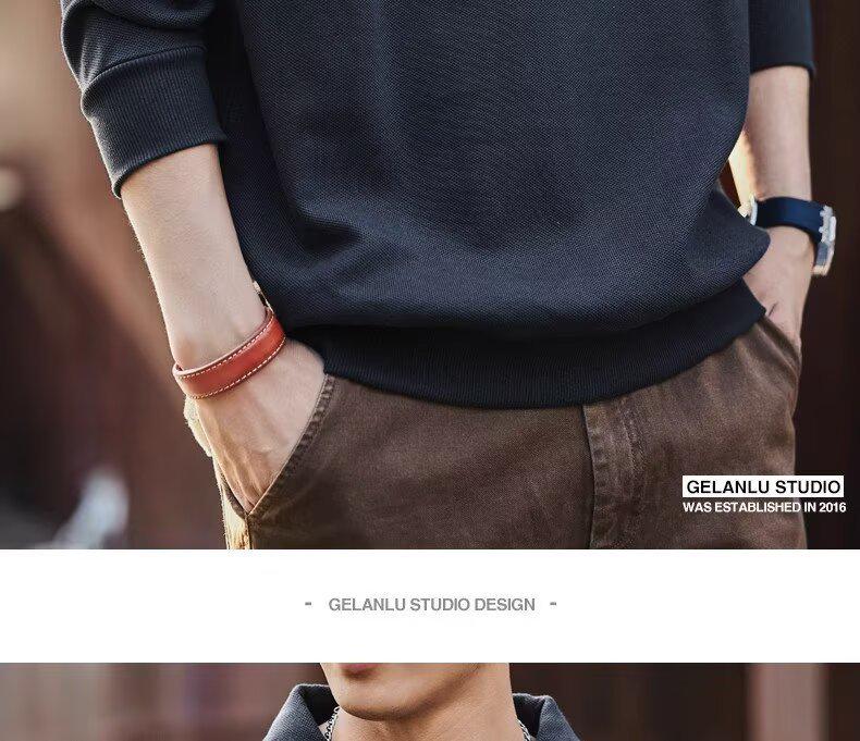 2025 Spring/Autumn Korean Style Trendy Polo Collar Hoodie: Youthful Men's Fashion, Loose Fit, Casual Long Sleeve Top