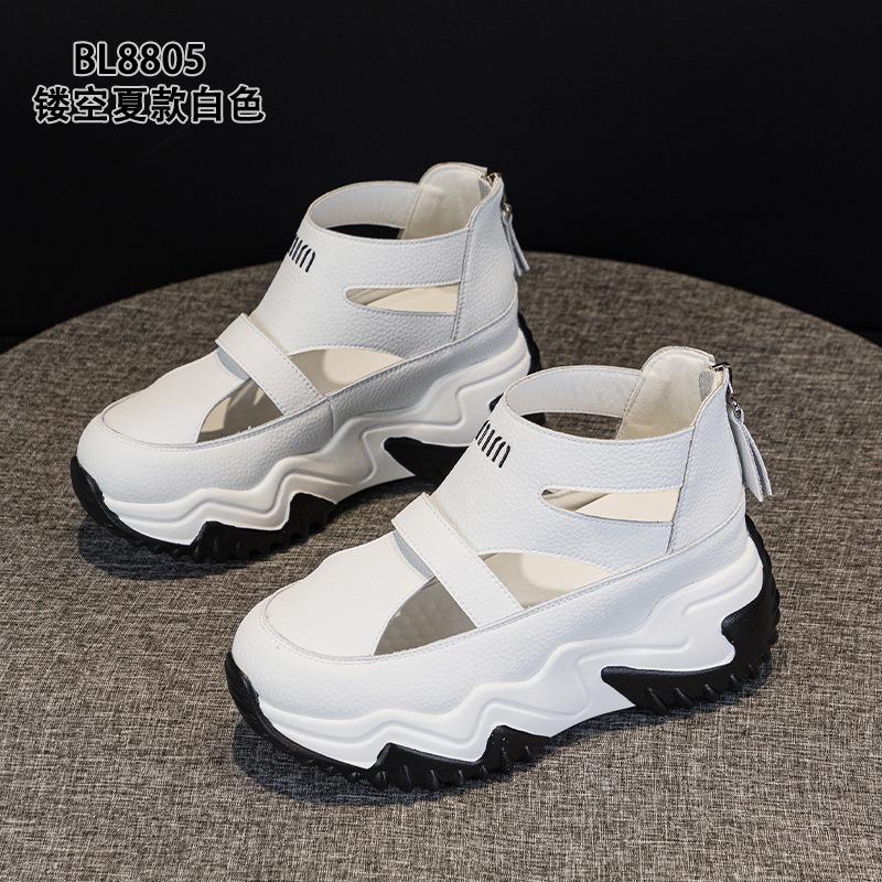 

High-top Roman sandals summer new leather hollowed-out small breathable national style casual shoes 33 белый