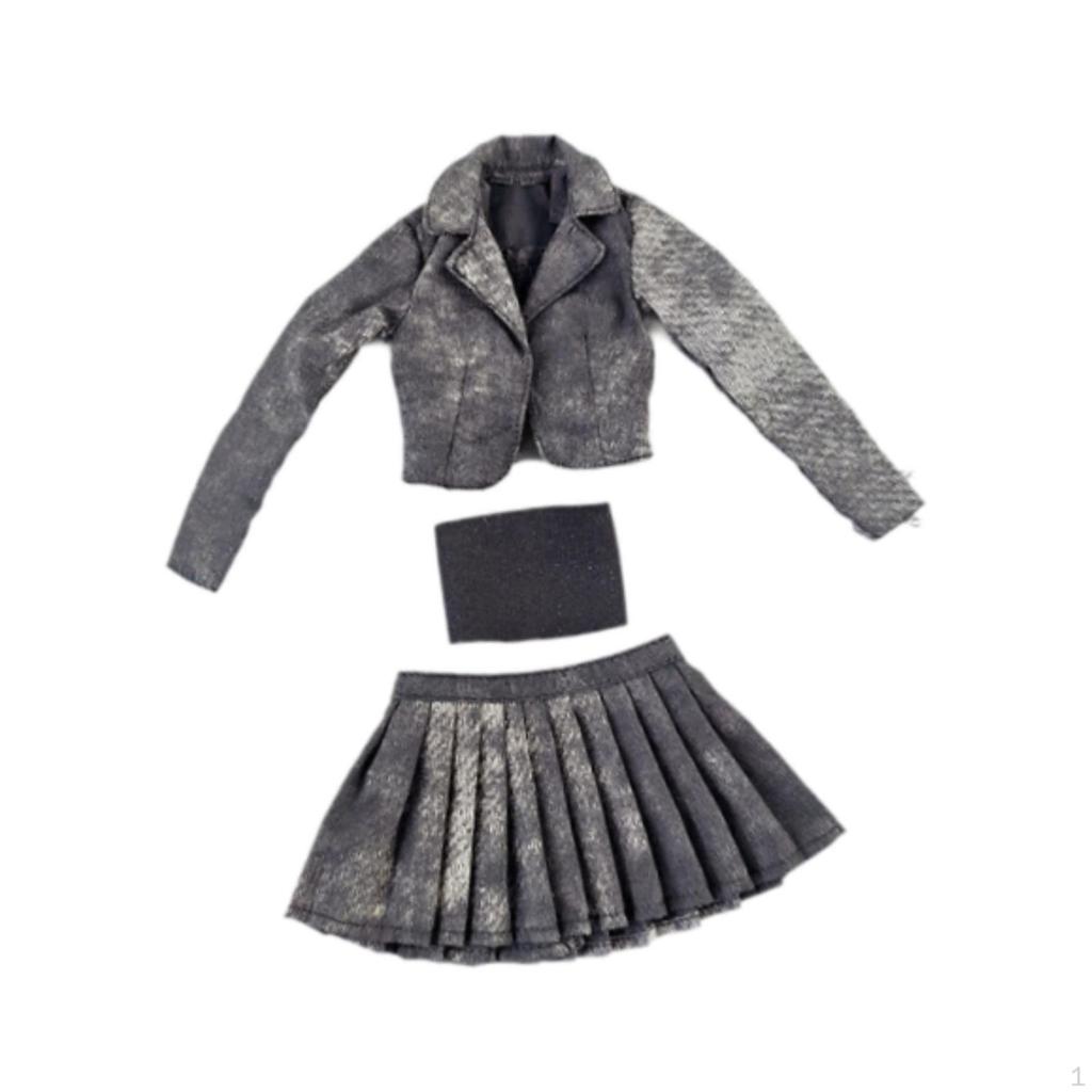 1/6 Maßstab Kurze Jacke, Faltenrock und Tube Top Set Puppenmodell Kleidung Weiche Accessoires Trendy