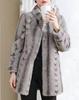 New gold mink fur integrated medium and long fur coat women's winter thickened jacket stand-up collar temperament commuter jacket