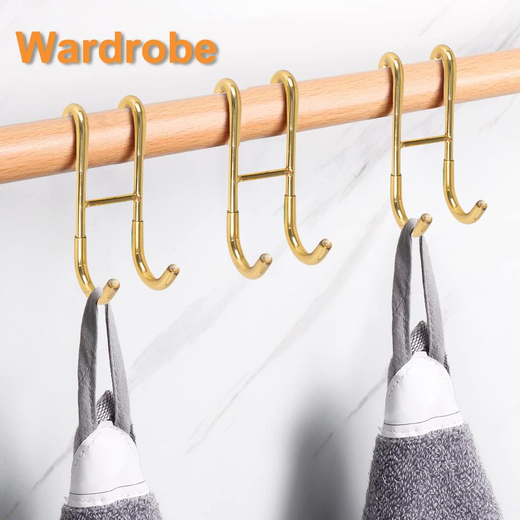 Drill Free S Shape Dual Hook Space Saving Stainless Steel Hanger for Bathroom Kitchen