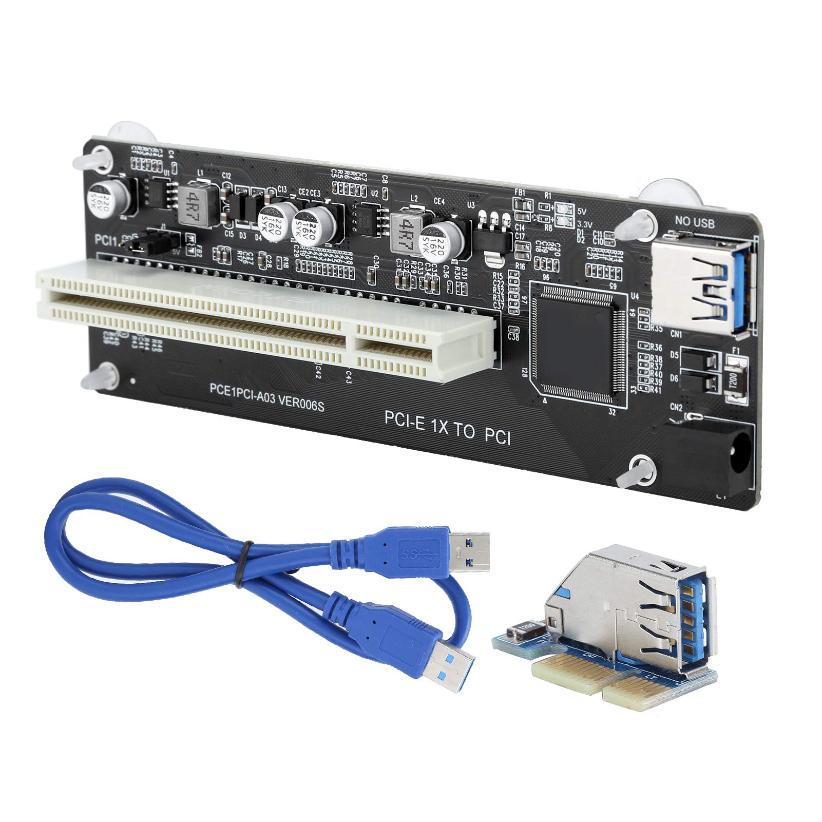 PCIE zu Dual-PCI-Adapter Harz-Riser-Erweiterungskarte mit 0,6-m-Kabel für Windows XP, Windows 7, 8, 10, 2003, MacOS und Linux