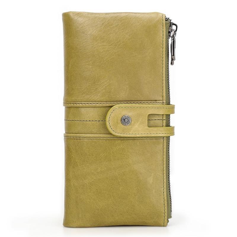 Portofele lungi de lux din piele naturală pentru femeie vintage din piele naturală pentru femeie cu fermoar cu fermoar portmoneu Suport carduri pochette geantă de bani pentru cadou de ziua femeii