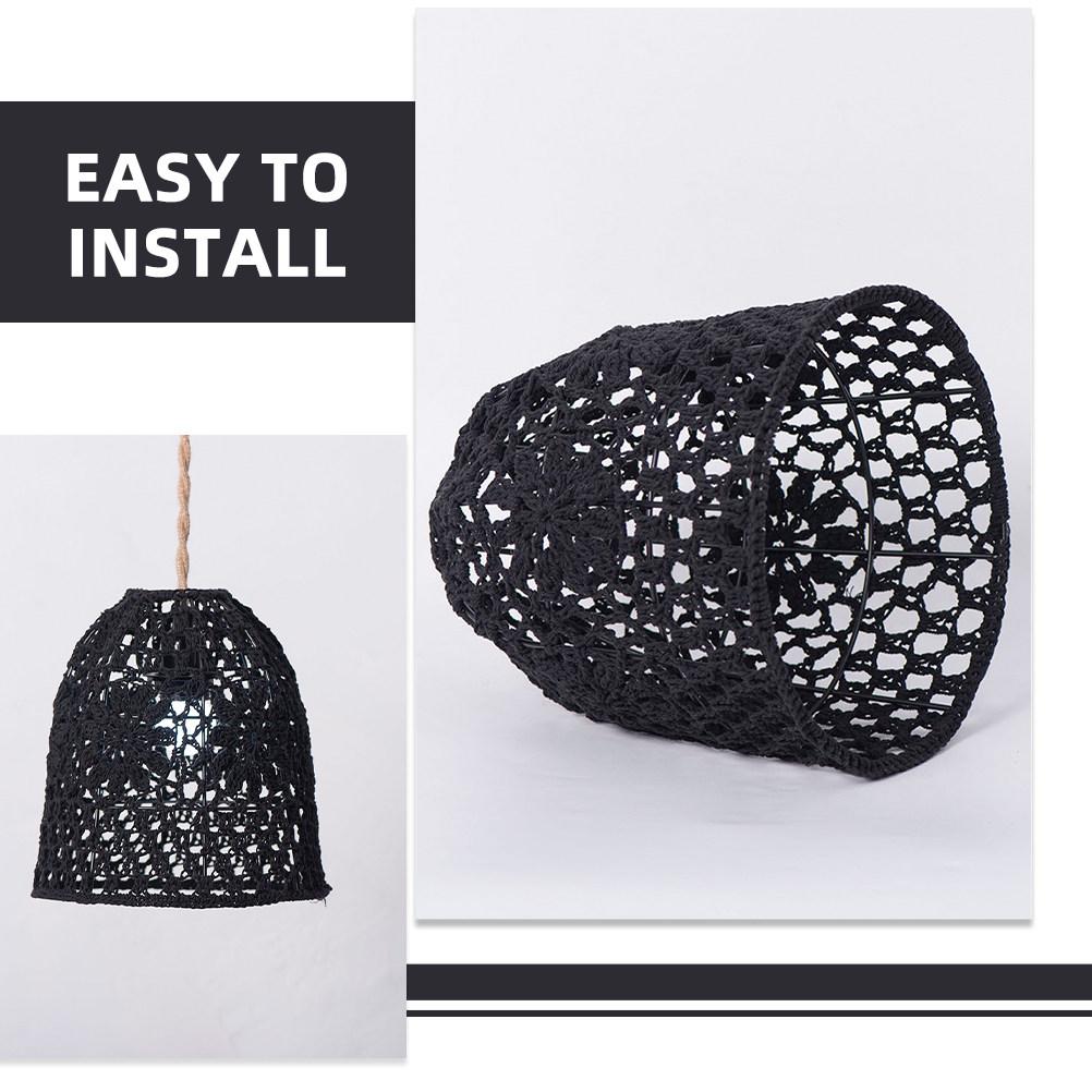 Bedroom Pendant Lamp Shade Black S Hand Woven Bohemian Lampshade Indoor Light Cover Rustic Decorative Hanging Lamp Cover
