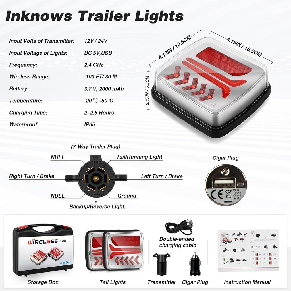 Magnetic Wireless Trailer Lights - Bluetooth LED, IP65 Waterproof, High Brightness for Trailers, Boats, RVs, Trucks
