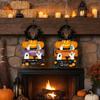 2 Pcs Halloween Door Hanger Signs, Wooden Pumpkin Bat Door Knob Hanger for Home Bedroom, Holiday Party Decor