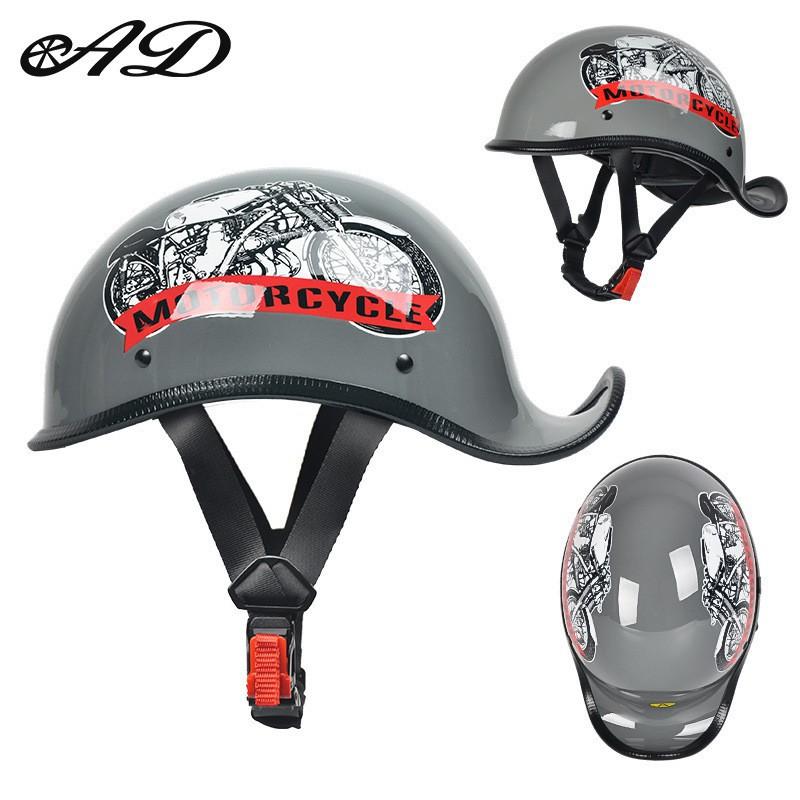 

Motorcycle Ultra-light Cruising Helmet Riding Half Retro Scoop Trend Locomotive Cocked Tail Factory XL code 59-60CM