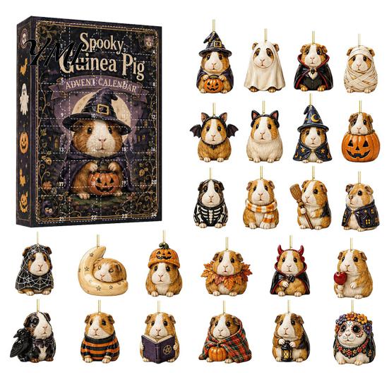 Cute Cat Rabbit Ornaments 24 Days Christmas Advent Calendar 2026, 2D Acrylic Reading Cats/Dogs/Forest Animals Surprise Unboxing Gift Ornament