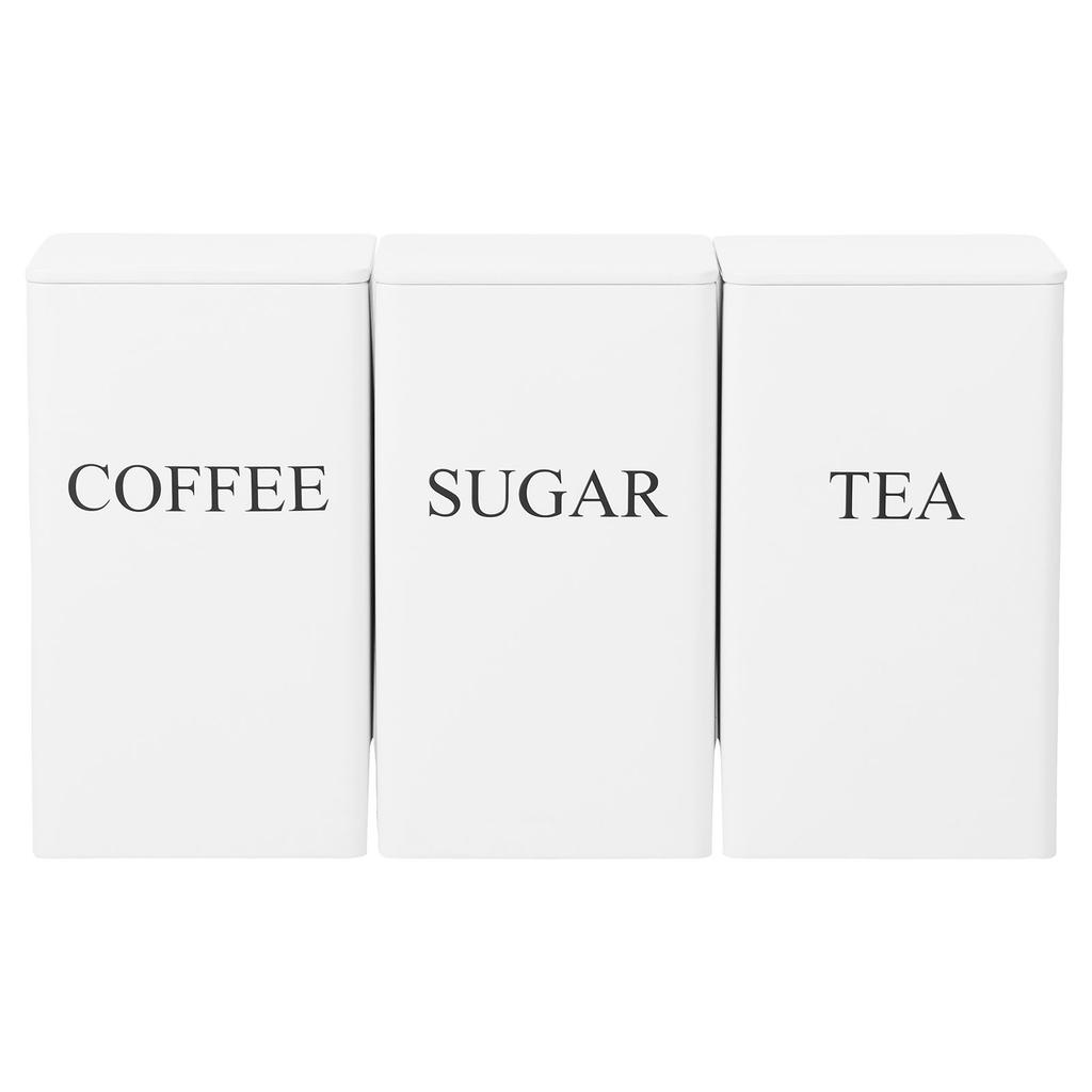 3pcs/Set Tea Coffee Sugar Canisters Versatile Kitchen Storage Jars with Airtight Lids Metal Storage Jar for Home Office Use