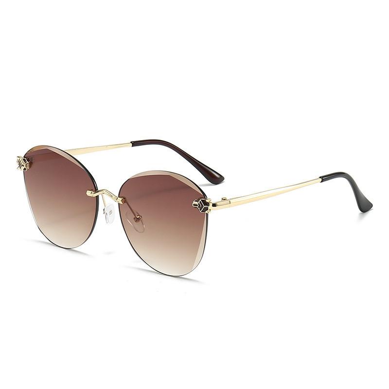 2023 Trendy Frameless Cut-edge Sunnies Women Fashion Bear Accessory Big Frame Shades Street Style Driving StyleF