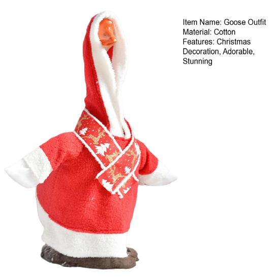 Christmas Goose Outfit Set Santa Dress Clothes with Scarf for 23" High Cement or Plastic Goose Statue Porch Goose Costume for Yard Lawn Garden Decor