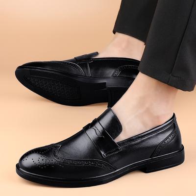 Fashion 2024 Spring High Quality Men's Shoes 100% Genuine Leather Casual Shoes Brogue Work Wedding Party Formal Dress Cow Leather Shoes
