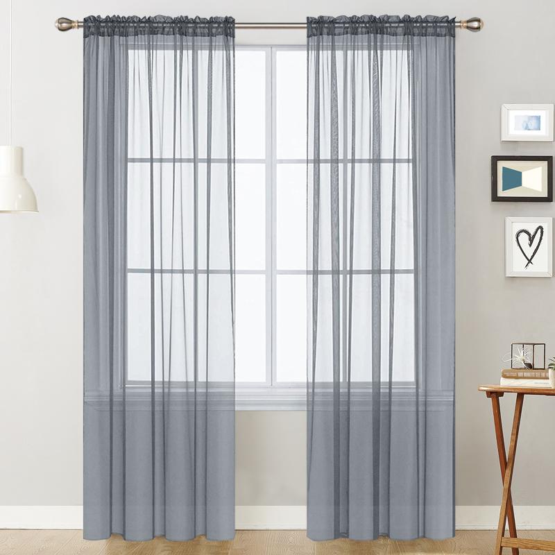 

Набор из 2 прозрачных вуалевых штор Decotex, прозрачная оконная занавеска, драпировка, панель Gray,132*91cm/52*36inch