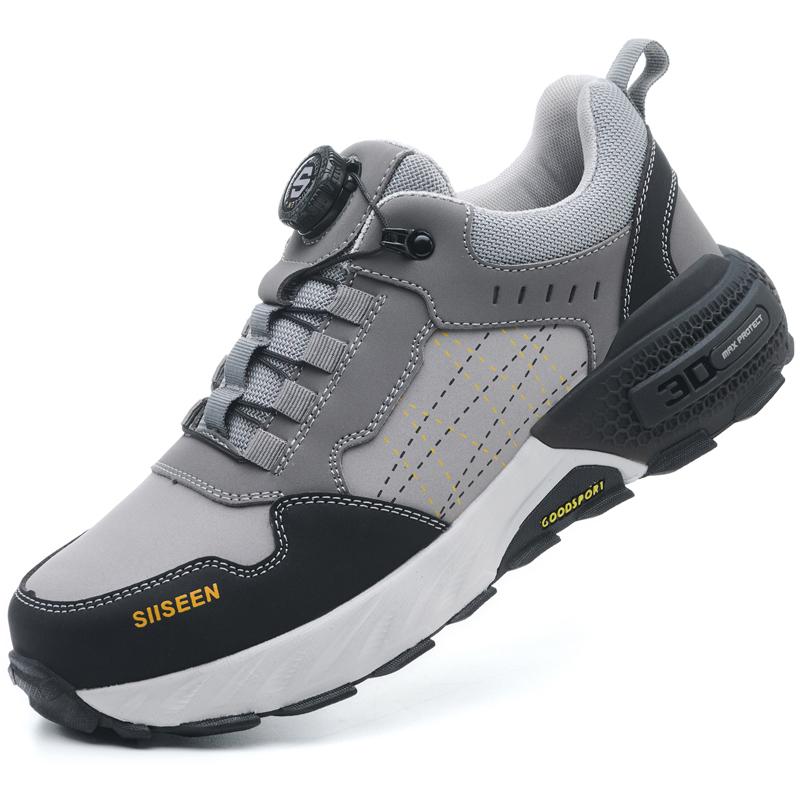 High-quality Work Safety Shoes for Men Rotating Button Work Sneakers Anti-smash Anti Puncture Indestructible Shoes Work Boots