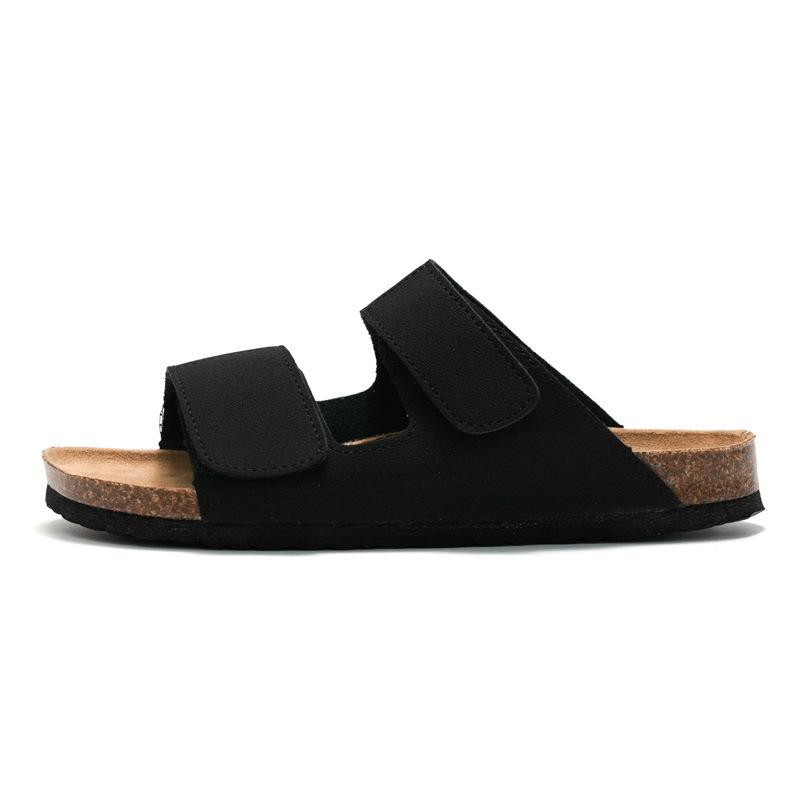 2026 New Cork Slippers Tide Students Drag Double Belt Men  Beach Shoes Sanded Skin KWN-2221