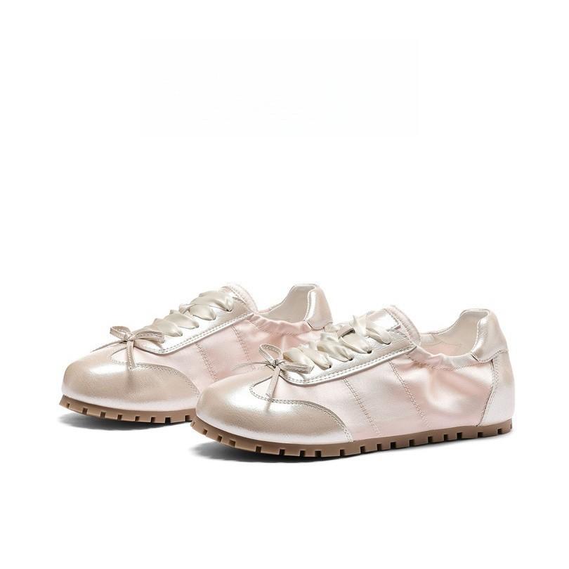 Bow soft sole flat bottom pink ballet shoes casual moral training shoes little white shoes women's 2025 spring and summer new women's shoes