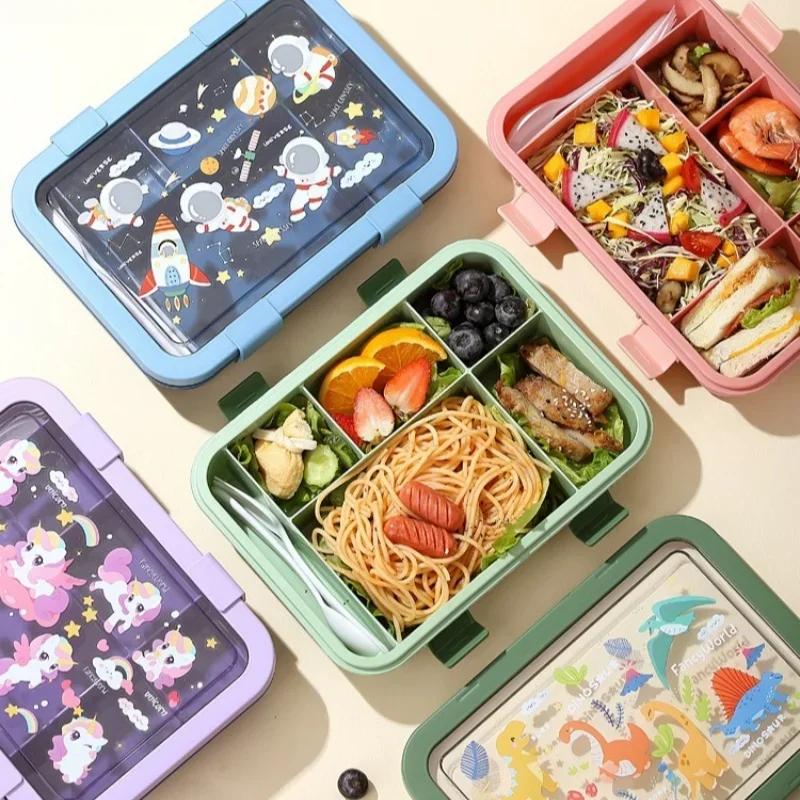 1500ml Leakproof Lunch Box Cartoon Bento Box for Students Office Rectangular Children's Food Container Microwave Oven Tableware