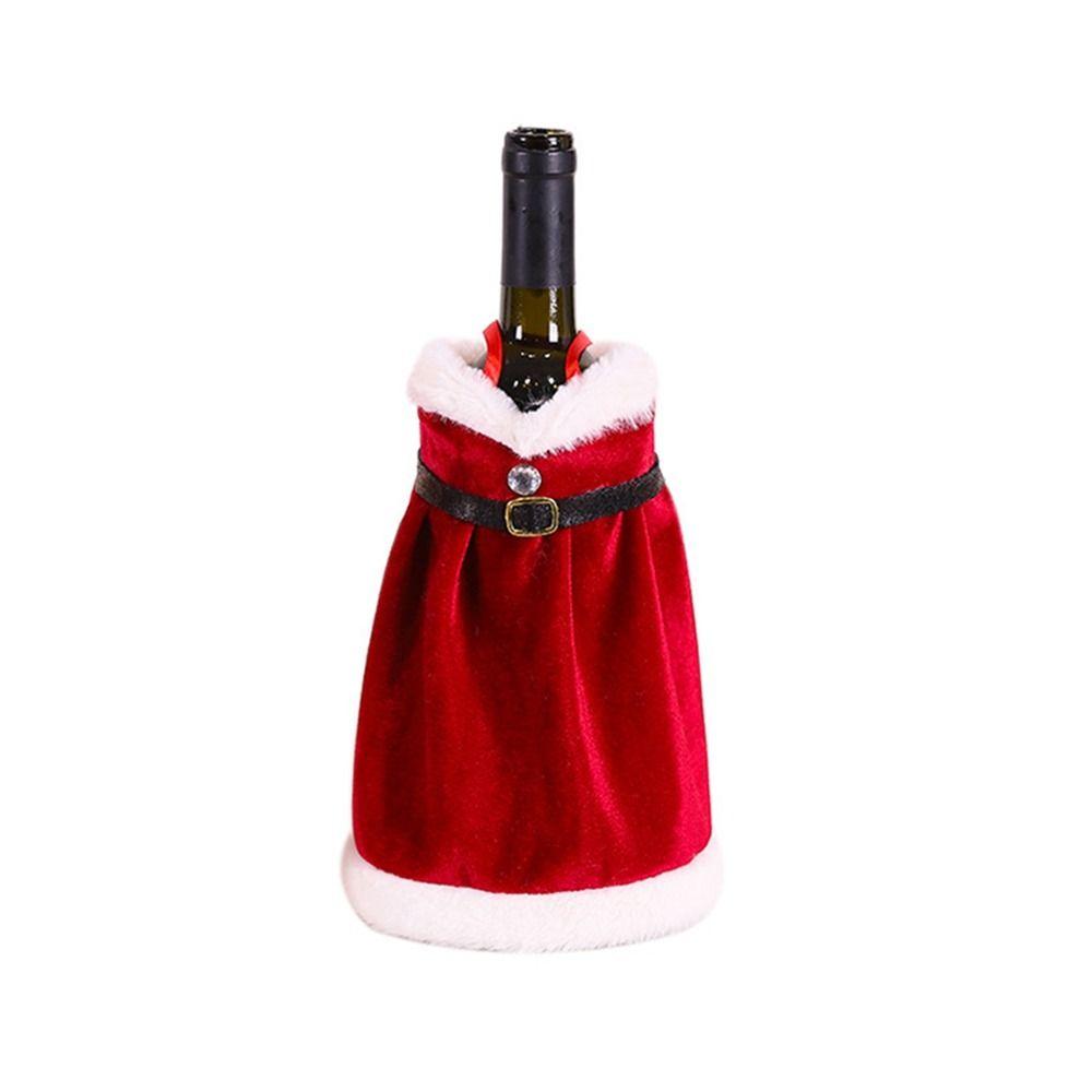 Set Christmas Dinner Table Decor Dress Wine Bottle Cover Wine Bottle Bag New Year Gift Ornament