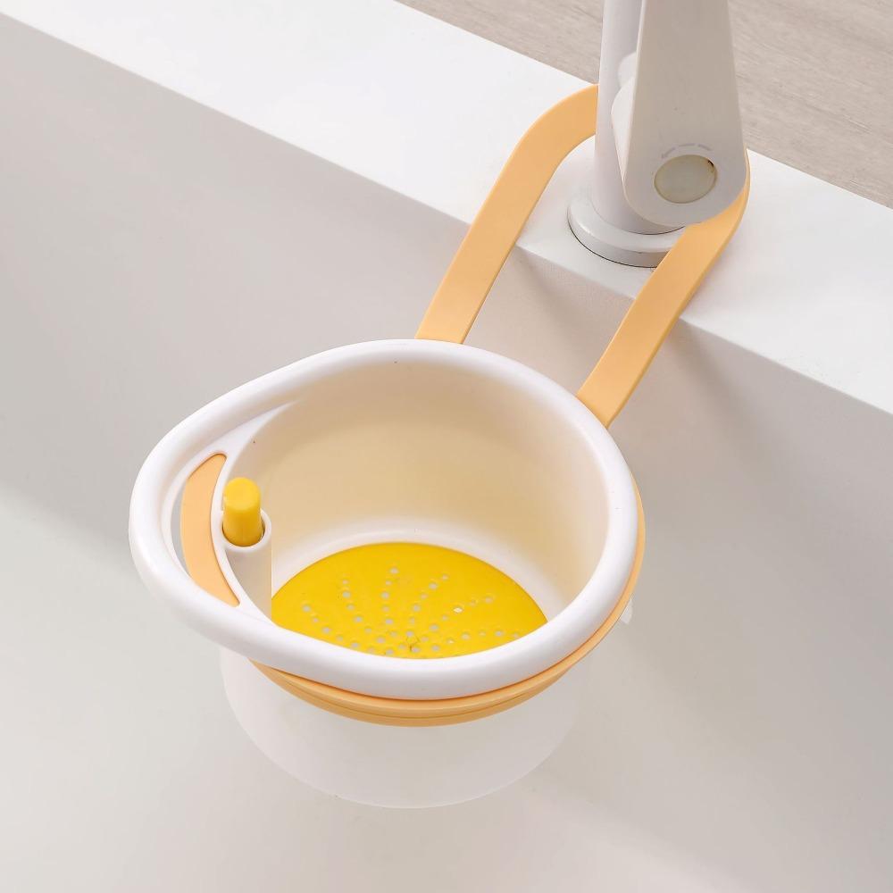 Hanging Sink Strainer Basket Detachable Quickly Drain Kitchen Drain Basket Press-Type Bottom Release Plastic Food Garbage Filter