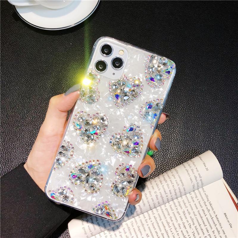 For Apple 17promax Love for IPhone16 Shell Pattern Mobile Phone Case 15 Rhinestone Promax