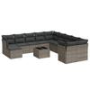 Vidaxl 12-Cz. Garden Furniture Set With Cushions, Grey, Poly Rattan