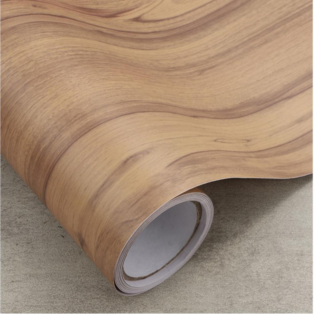 Papel de Parede Autoadesivo Casca Grão de Madeira Clássico Removível Papel Contacto Prancha para Bancada Guarda-Roupa Rolo de Filme de Vinil