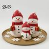 Christmas Party Supplies Resin Snowman Figurine, Cute Family of 3 Statue with Santa Unique Presents Hat, Red Scarf, Holiday Tabletop Ornament