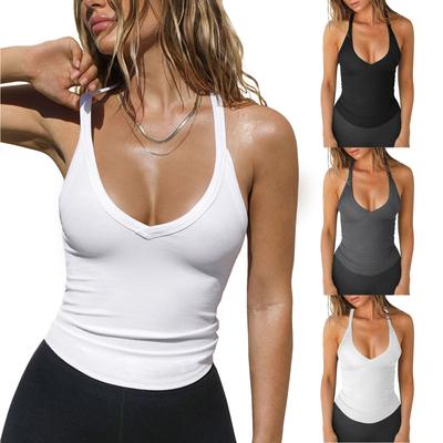 Womens Basic Sexy Summer Sleeveless Shirts Down Camis Tank Tops
