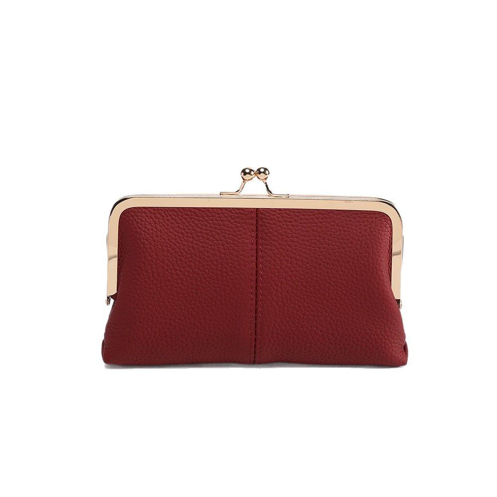 Retro Women's Long Clutch Bag with Folding Clasp and Ample Storage