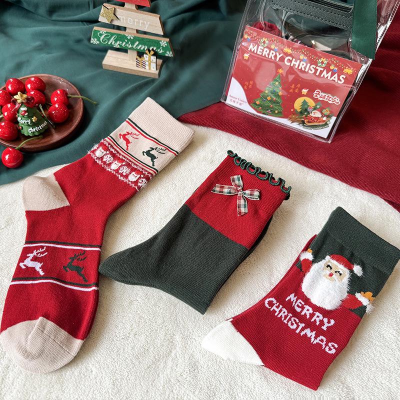Women s Christmas Gift Box: Mid-Calf Cartoon Socks for Winter and Benming Year