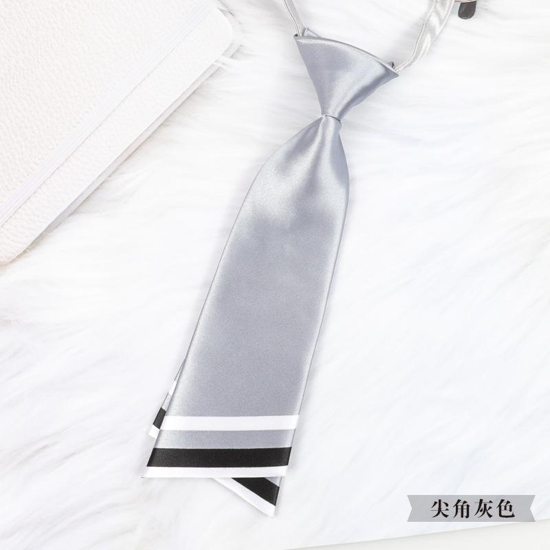 Korean Version Of Professional Sharp Corner Gray Small Tie Japanese Bow Tie Flower Ribbon Bow Student Business Women'S Tie