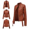 European Size Jacket Women 'S Short Women 'S Leather Coat Large Size Slim Leather Jacket Stand Collar Thin Women 'S Clothing