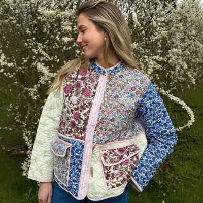 Nuovo Cappotto Patchwork Stampato Moda Streetwear per Autunno e Inverno da Donna
