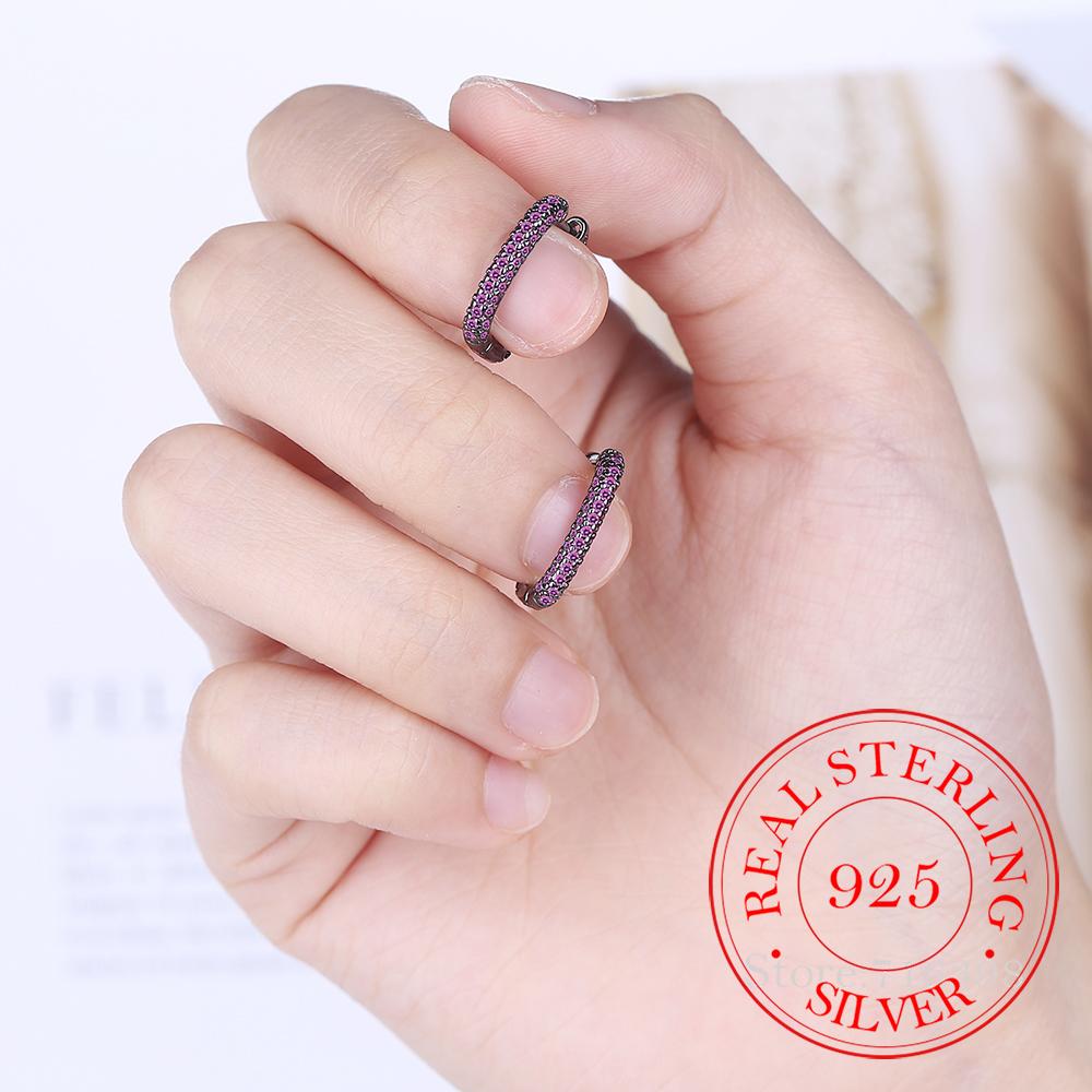 Fashion Charm Real 925 Sterling Silver Minimalist Pave Zirconia Geometric Oval Hoop Earrings for Women Unisex Party Jewelry Gift