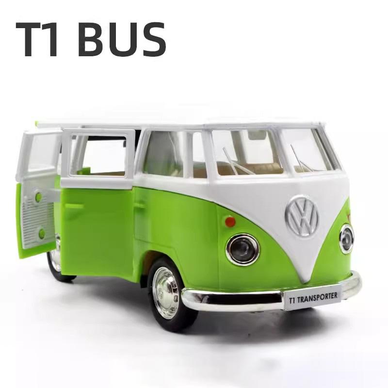 1:36 Volkswagen VW T1 Bus Toy Car Model Alloy Diecast with Pull Back Doors Opened Van Models Best Gifts for Boys Kids Toy