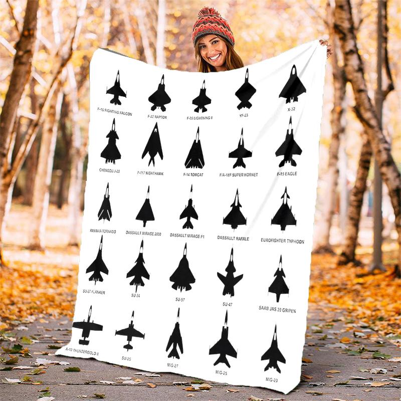 Flaneldecke mit Flugzeugmotiv, Weich, Warm, Ganzjahres-Überwurf, Design für Camping, Autoreisen, Wandern, Sofa, Bett, Büro, Perfektes Geschenk für Partys