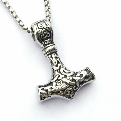 Cool Mens Stainless Steel Norse Viking Thors Hammer Mjolnir Pendant Necklace