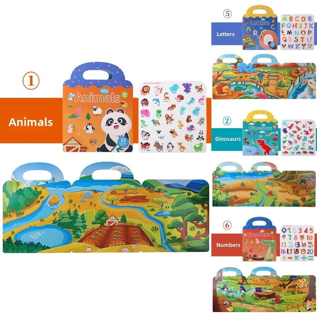 Childrens Sticker Book With Ocean And Dinosaur Scenes For Early Education And Focus Development