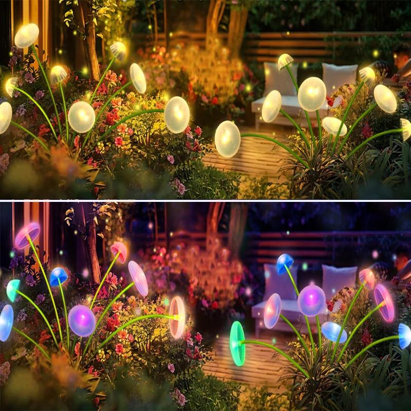LED Outdoor Solar Mushroom Lights Garden Decor Jellyfish Sway Light Waterproof Patio Landscape Pathway Yard Lamp